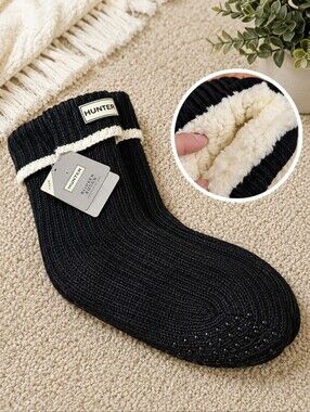 Hunter Black and White Slipper Socks